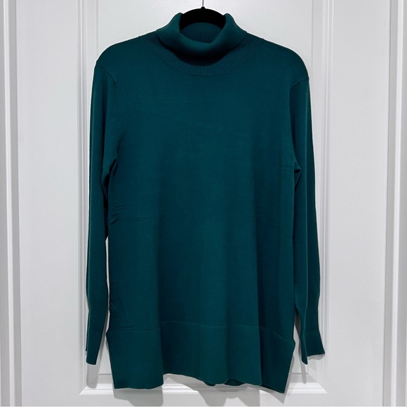 NWT Soft Surroundings Perfect Turtleneck Sweater in Green Sz. Medium (10-12) - Picture 2 of 12